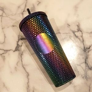 NEW - Starbucks Oil Slick Rainbow Iridescent Studded 24 oz Tumbler
